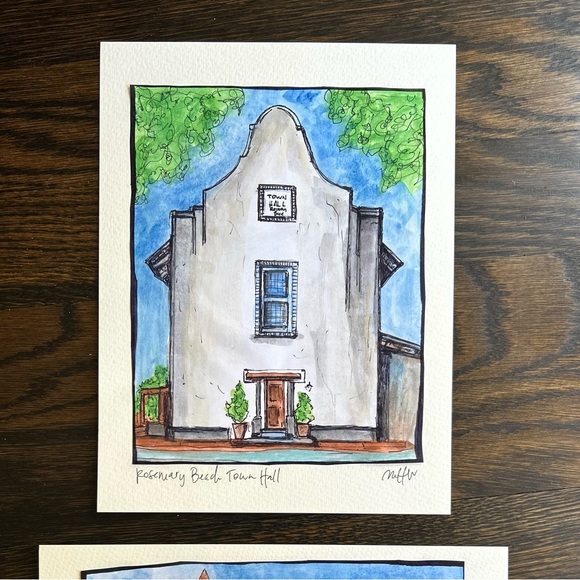 Rosemary beach Florida town hall building watercolor print art by me 8.5x11in - Picture 3 of 3